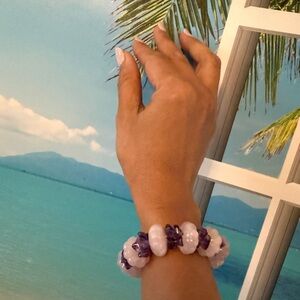 Elegant Purple and White Beaded Bracelet